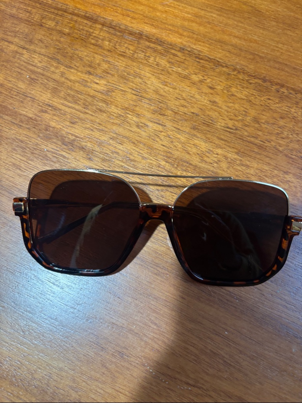 Tortoiseshell Square Sunglasses with Double Bridge